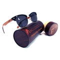 Walnut Wood Club Style Sunglasses With Bamboo Case