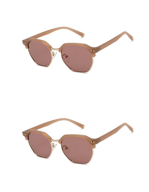 UV Protection Clubmaster Sunglasses Brown, Golden)